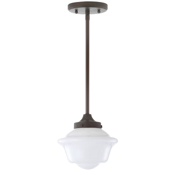 Kurtz School House Adjustable Drop Metal/Glass LED Pendant - JONATHAN Y